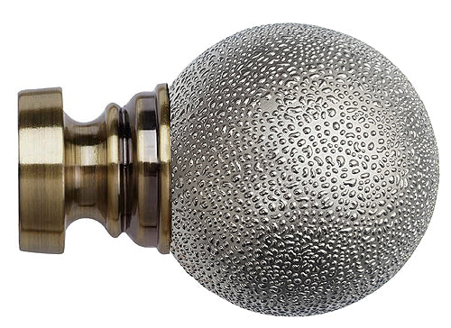Speedy Poles Apart 35mm Pole Finials Antique Brass, Textured Ball