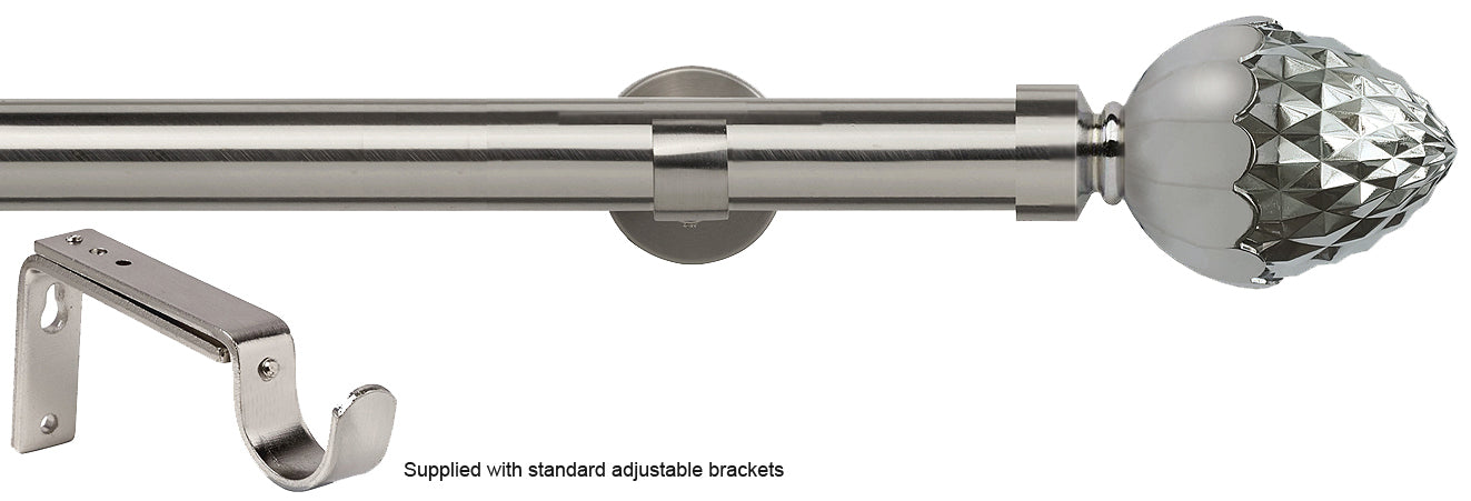 Speedy 35mm Eyelet Standard Pole, Satin Silver, Acorn