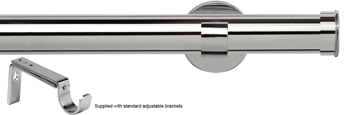 Speedy 35mm Eyelet Standard Pole, Chrome, End Cap