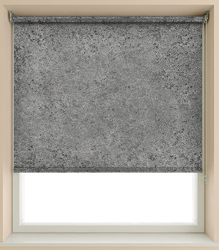 Speedy Blackout Crushed Velvet Roller Blind, Silver