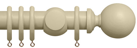 Renaissance Natur Shades 35mm Wood Curtain Pole, Cotton Cream, Ball