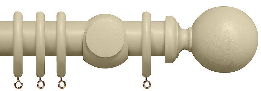 Renaissance Natur Shades 35mm Wood Curtain Pole, Cotton Cream, Ball