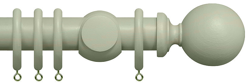 Renaissance Natur Shades 35mm Wood Curtain Pole, Light Grey, Ball