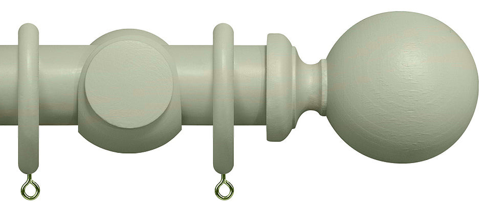 Renaissance Natur Shades 50mm Wood Curtain Pole, Light Grey, Ball