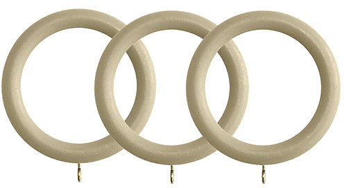 Renaissance Natur Shades 35mm Wood Curtain Pole Rings, Cotton Cream
