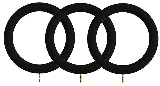 Renaissance Natur Shades 35mm Wood Curtain Pole Rings, Coal Black