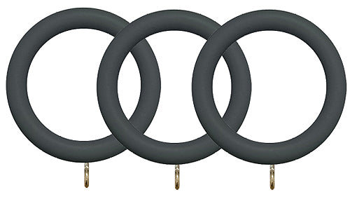 Renaissance Natur Shades 50mm Wood Curtain Pole Rings, Slate Grey