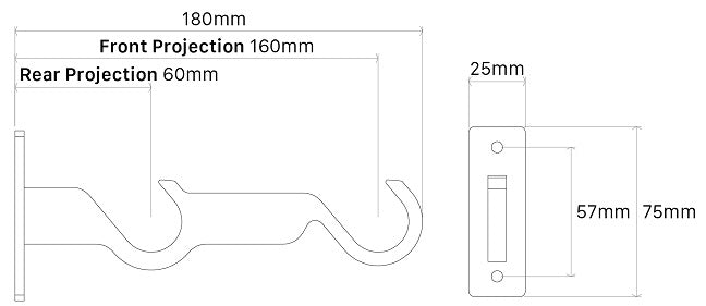 Arc 25mm Metal Double End Bracket, Lead