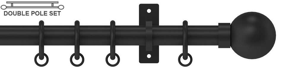 Arc 25mm Metal Double Pole Soft Black, Ball