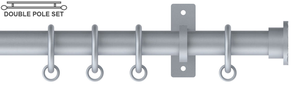 Arc 25mm Metal Double Pole Soft Silver, Hammered Disc