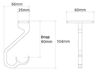 Arc 25mm Metal Ceiling Passing Bracket, Linen