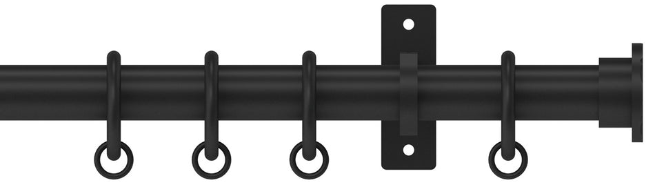 Arc 25mm Metal Bay Window Pole Soft Black, Hammered Disc