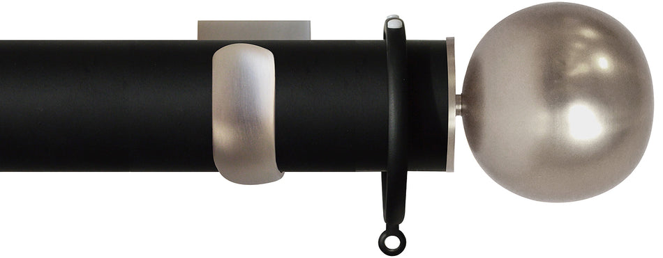 Jones Esquire 50mm Pole Carbon Black, Square, Brushed Nickel Sphere