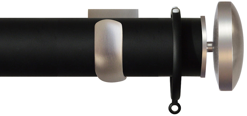 Jones Esquire 50mm Pole Carbon Black, Square, Brushed Nickel Curved Disc