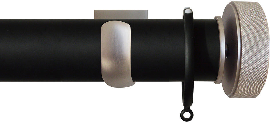 Jones Esquire 50mm Pole Carbon Black, Square, Brushed Nickel Etched Disc