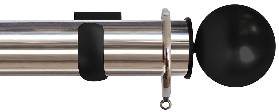 Jones Esquire 50mm Pole Polished Nickel, Square, Carbon Black Sphere