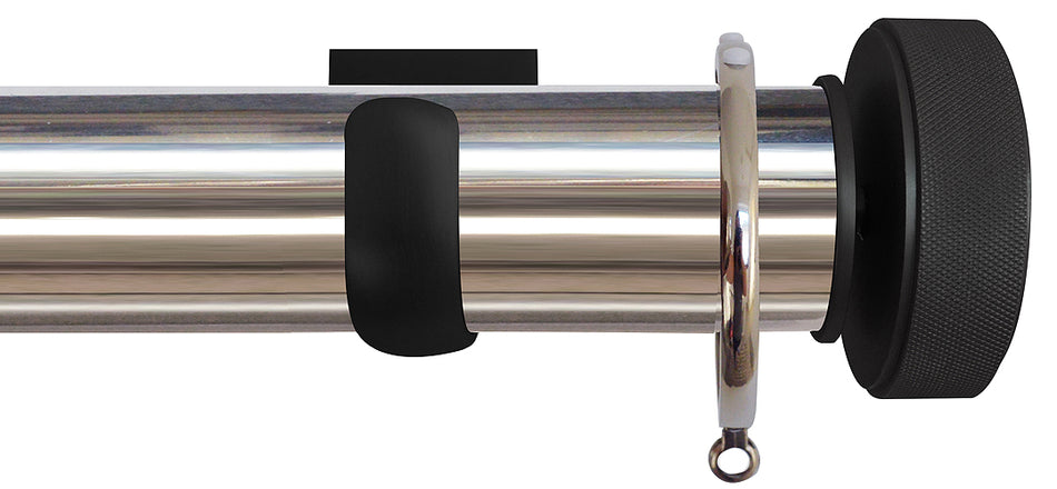 Jones Esquire 50mm Pole Polished Nickel, Square, Carbon Black Etched Disc
