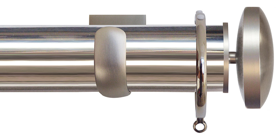 Jones Esquire 50mm Pole Polished Nickel, Square, Brushed Nickel Curved Disc