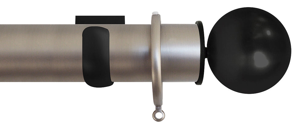 Jones Esquire 50mm Pole Brushed Nickel, Square, Carbon Black Sphere