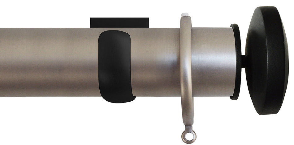 Jones Esquire 50mm Pole Brushed Nickel, Square, Carbon Black Curved Disc