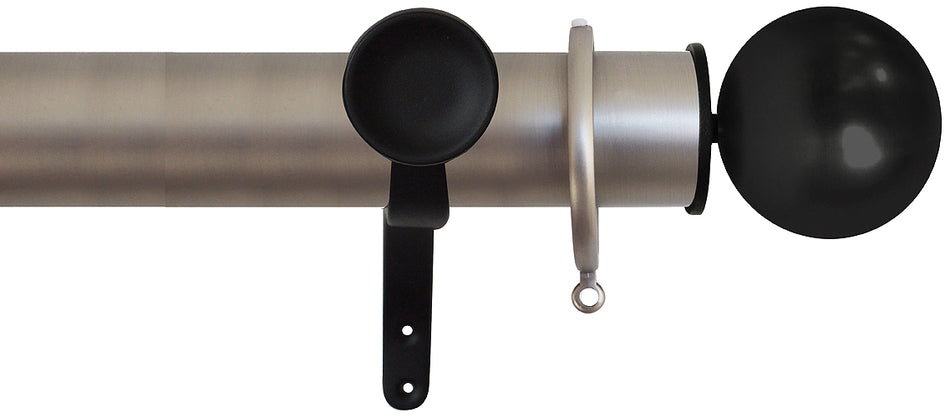 Jones Esquire 50mm Pole Brushed Nickel, Carbon Black Sphere