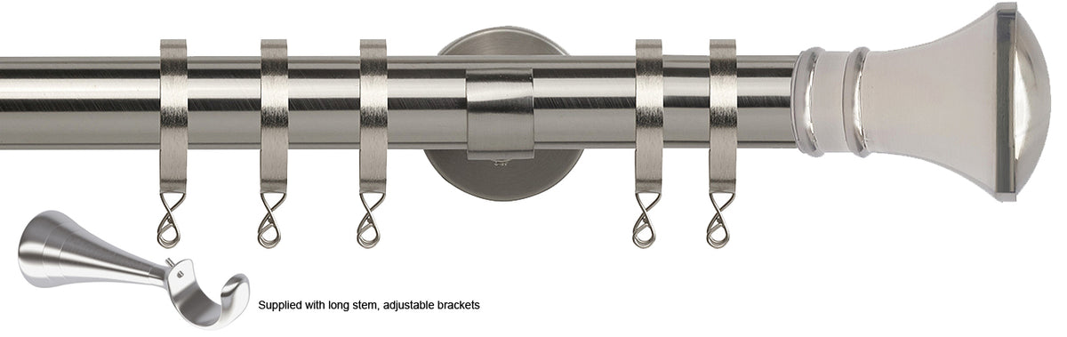 Speedy 35mm Poles Apart Metal Pole Long Stem Satin Silver Trumpet