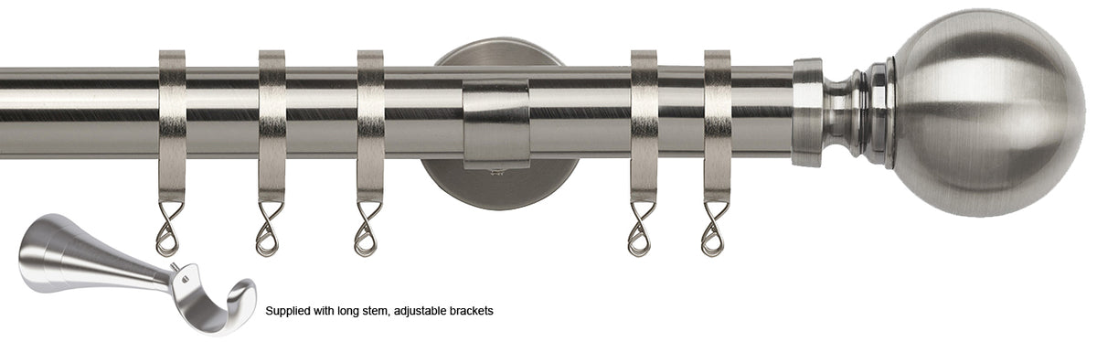 Speedy 35mm Poles Apart Metal Pole Long Stem Satin Silver Globe