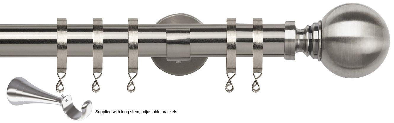 Speedy 35mm Poles Apart Metal Pole Long Stem Satin Silver Globe