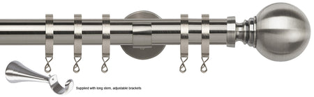 Speedy 35mm Poles Apart Metal Pole Long Stem Satin Silver Globe