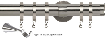 Speedy 35mm Poles Apart Metal Pole Long Stem Satin Silver Endcap