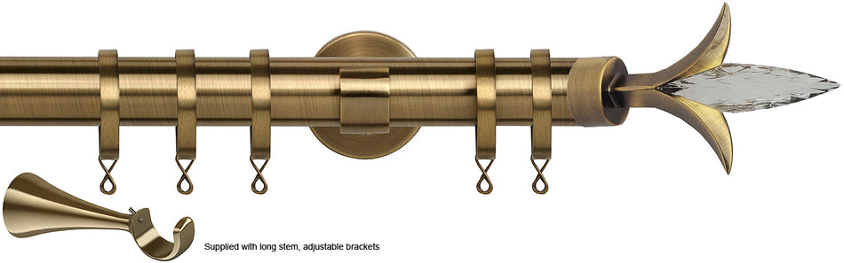 Speedy 35mm Poles Apart Metal Pole Long Stem Antique Brass Fleur de Lys