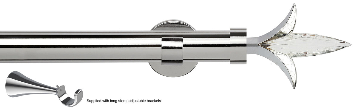 Speedy 35mm Poles Apart Metal Eyelet Pole, Long Stem, Chrome, Fleur de Lys