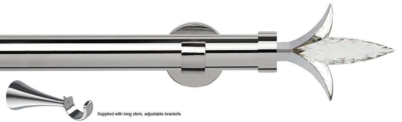 Speedy 35mm Poles Apart Metal Eyelet Pole, Long Stem, Chrome, Fleur de Lys