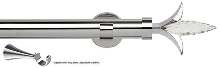 Speedy 35mm Poles Apart Metal Eyelet Pole, Long Stem, Chrome, Fleur de Lys