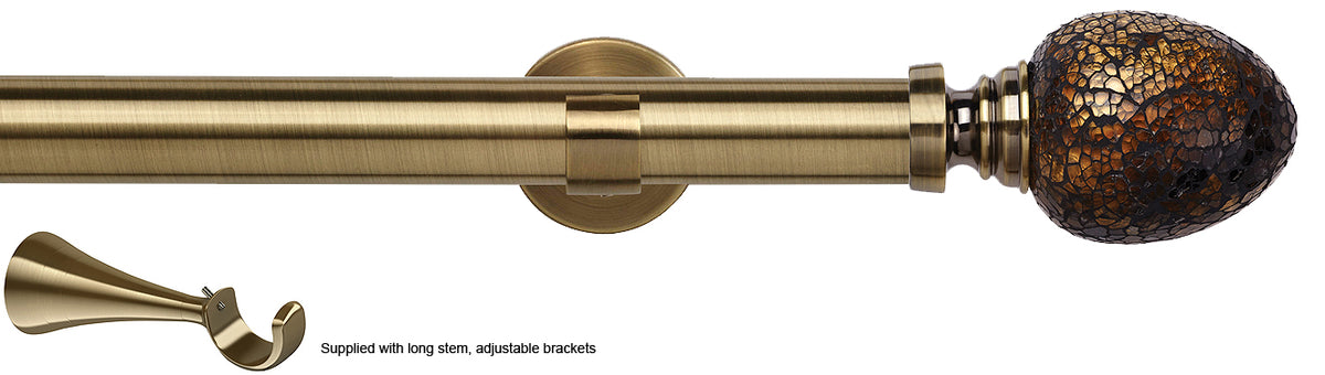 Speedy 35mm Poles Apart Metal Eyelet Pole, Long Stem, Antique Brass, Alexia