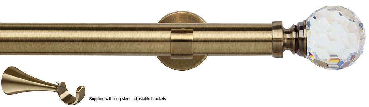 Speedy 35mm Poles Apart Metal Eyelet Pole, Long Stem, Antique Brass, Acrylic Ball