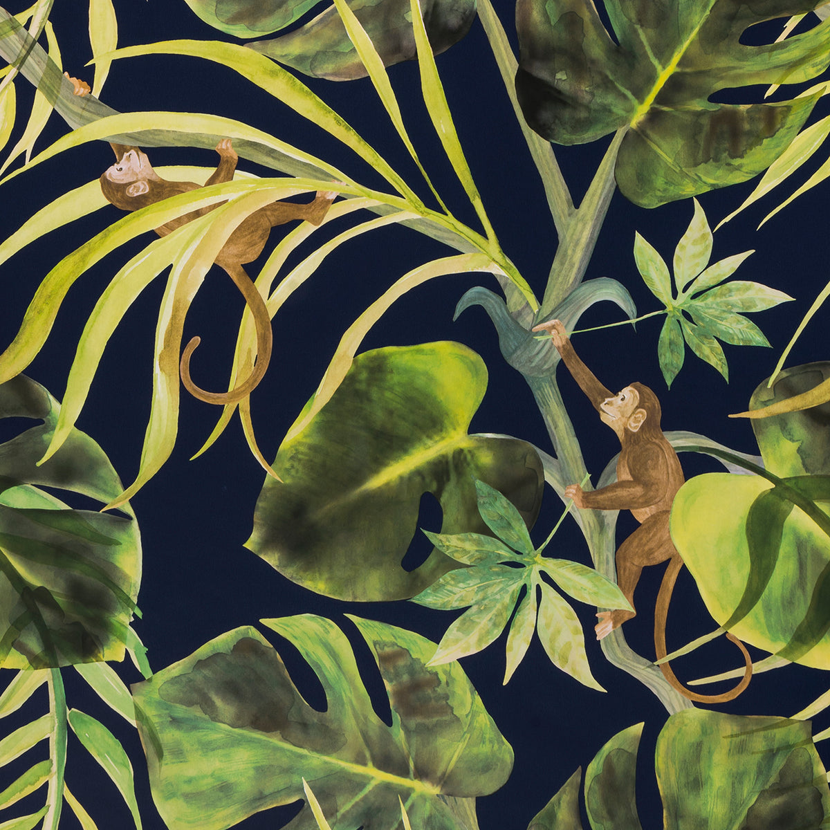 Clarke & Clarke Colony Monkey Business Indigo  Wallpaper