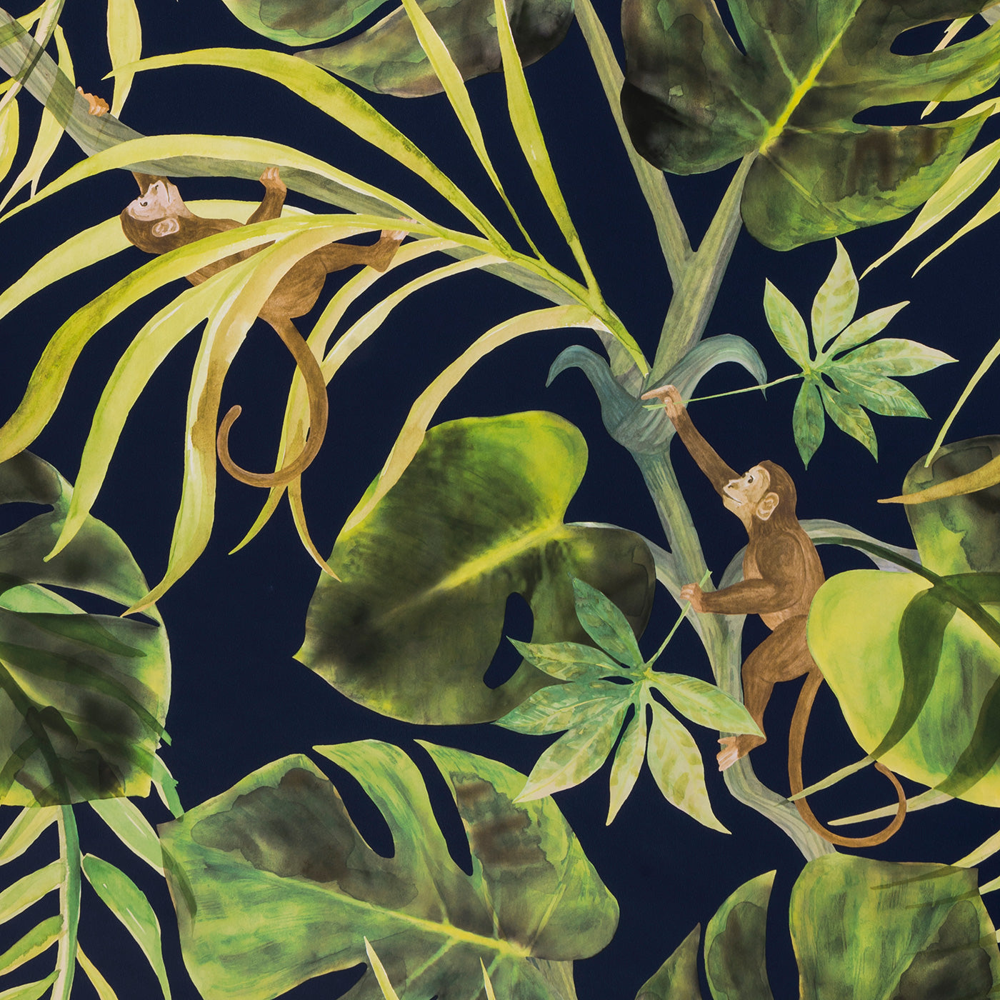 Clarke & Clarke Colony Monkey Business Indigo  Wallpaper