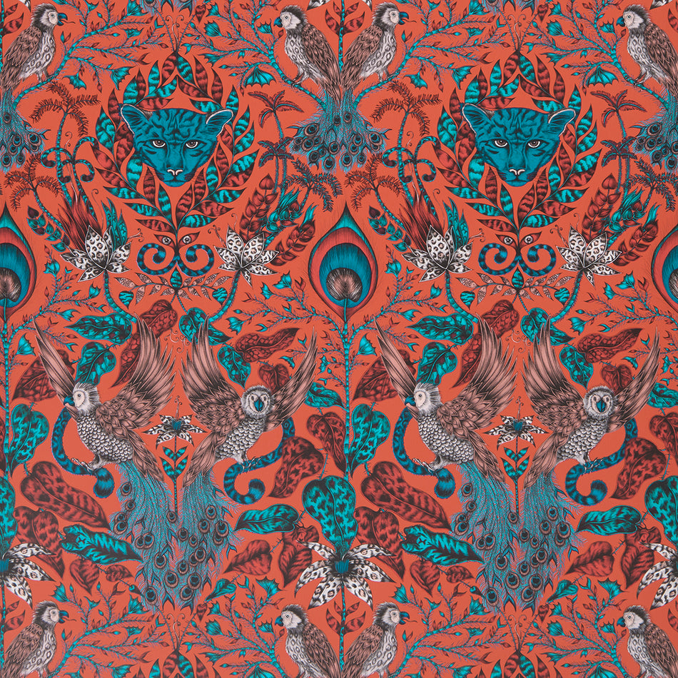 Clarke & Clarke Animalia Amazon Red Wallpaper
