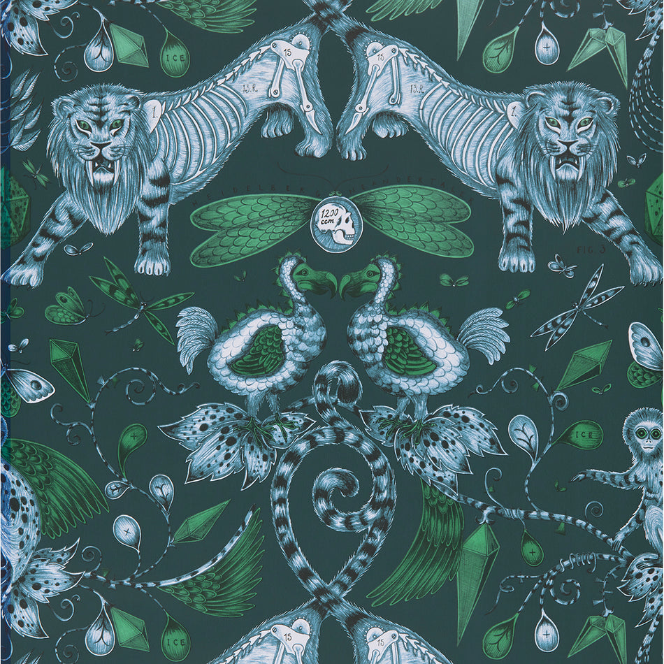 Clarke & Clarke Animalia Extinct Navy Wallpaper