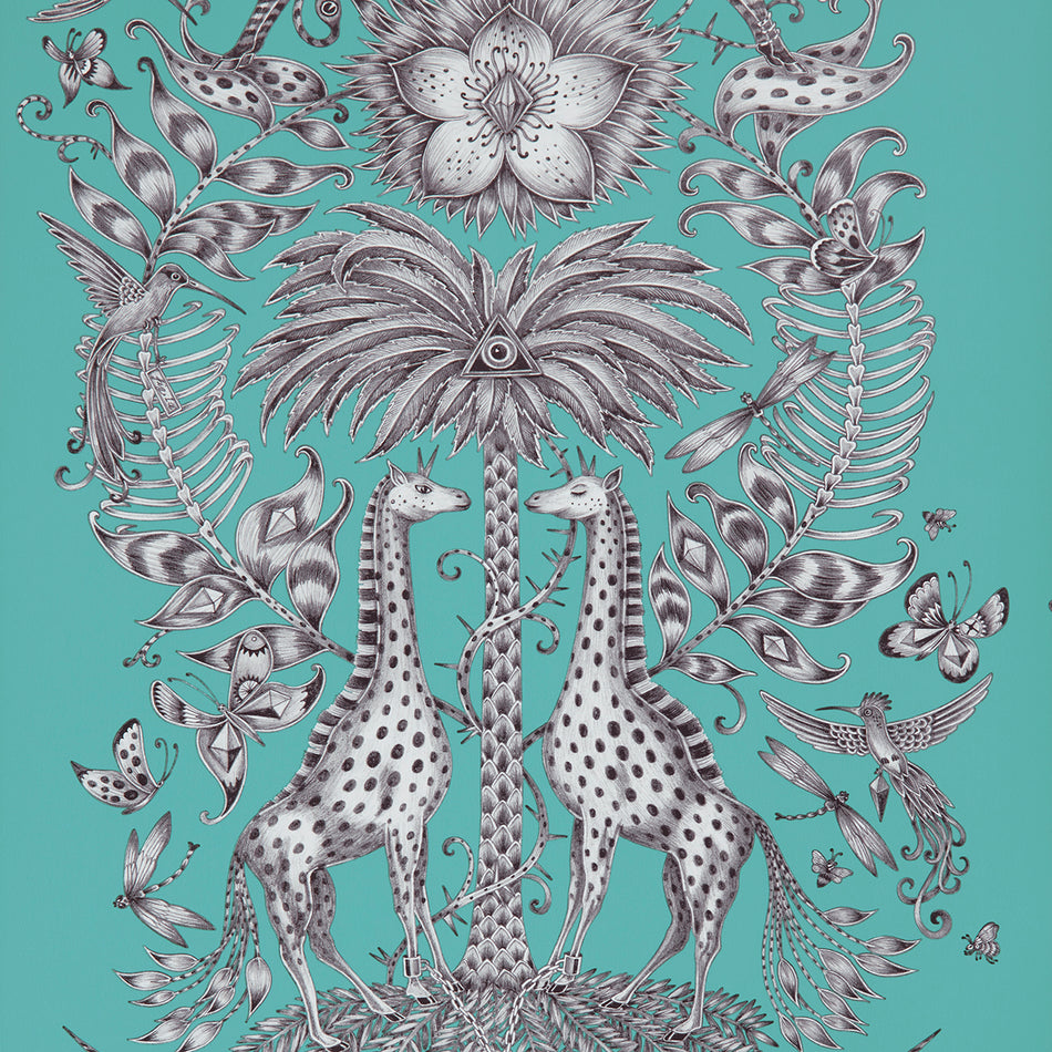 Clarke and Clarke Animalia Kruger Teal Wallpaper