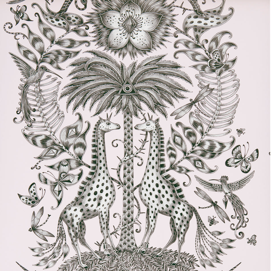 Clarke and Clarke Animalia Kruger Pink Wallpaper