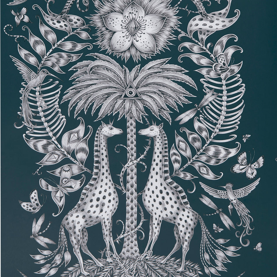 Clarke and Clarke Animalia Kruger Navy Wallpaper