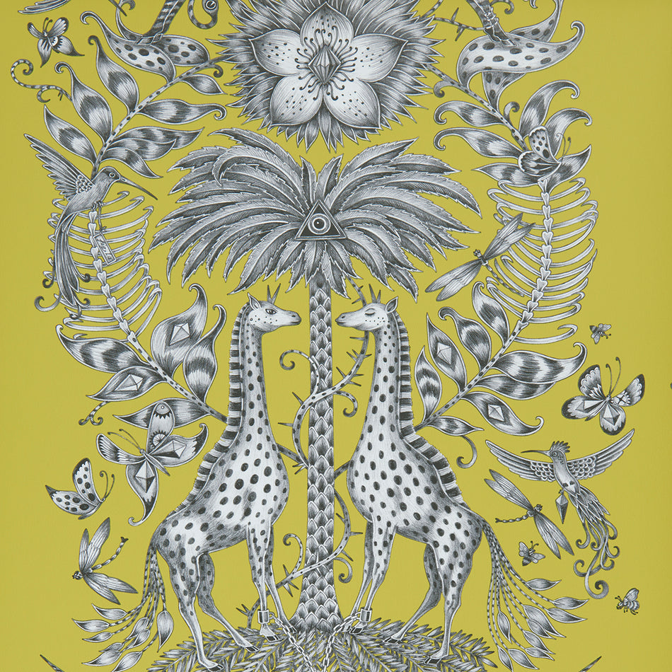Clarke and Clarke Animalia Kruger Lime Wallpaper