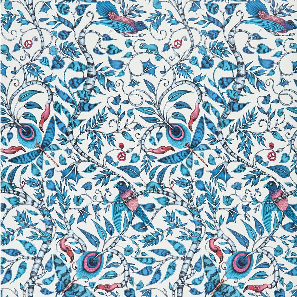 Clarke and Clarke Animalia Rousseau Blue Wallpaper