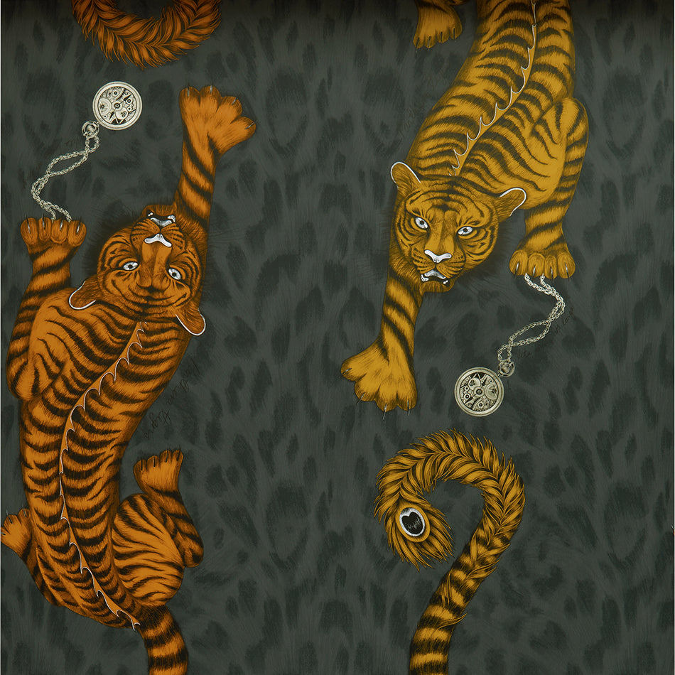 Clarke and Clarke Animalia Tigris Flame Wallpaper