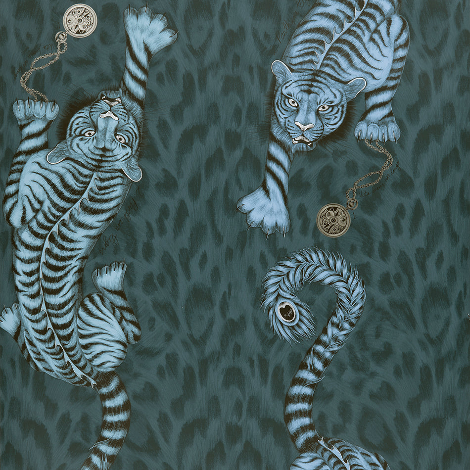 Clarke and Clarke Animalia Tigris Navy Wallpaper