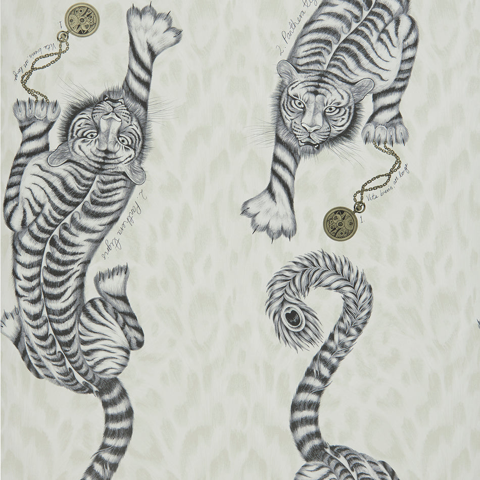 Clarke and Clarke Animalia Tigris Monochrome Wallpaper