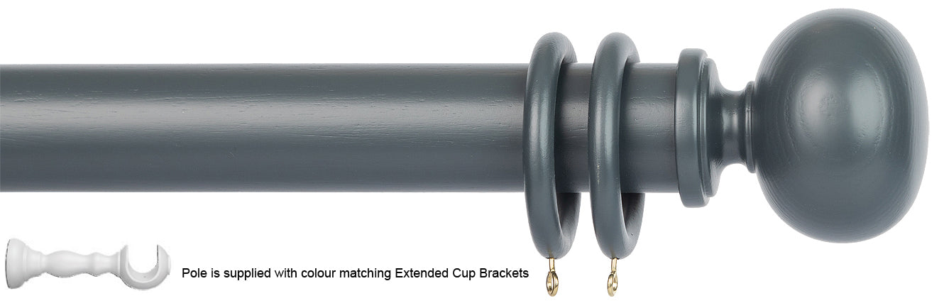 Byron Delano 35mm 45mm Ext Curtain Pole Graphite Ball