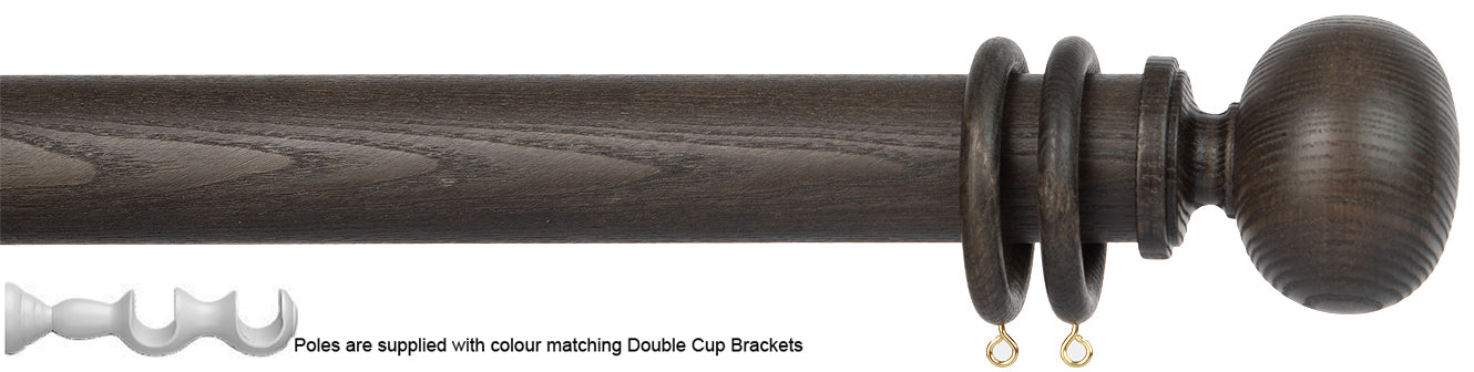 Byron Delano 35mm 45mm Double Curtain Pole Umber Ball
